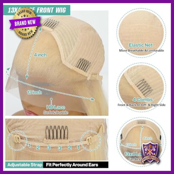 14 Inch Human Hair Bob Wig 13x4 Lace Front Body Wave 180% Density main image 5